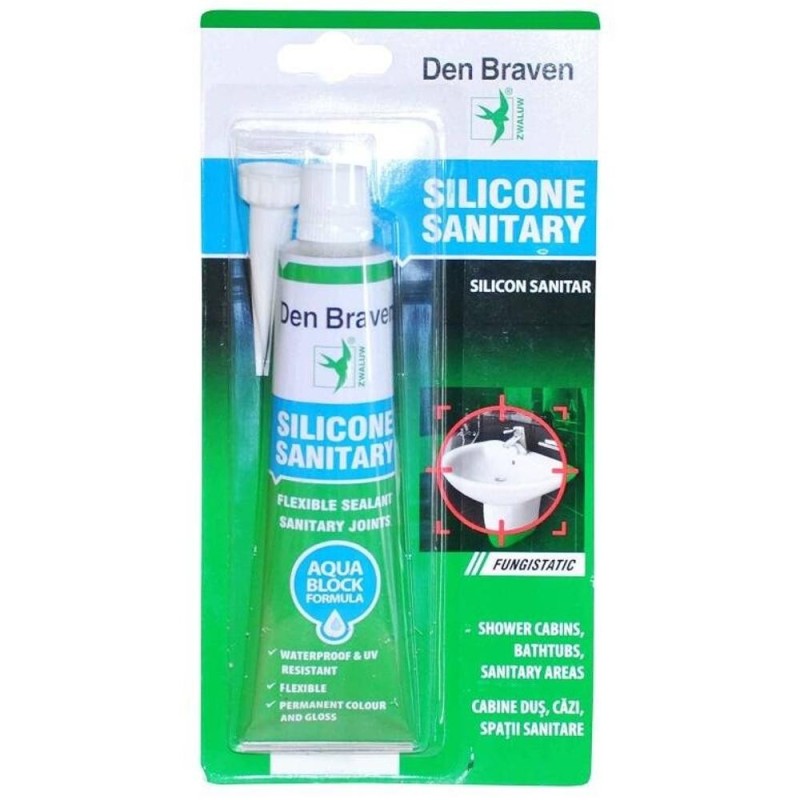 Silicon Sanitar Alb, Den Braven, 80 ml, Blister