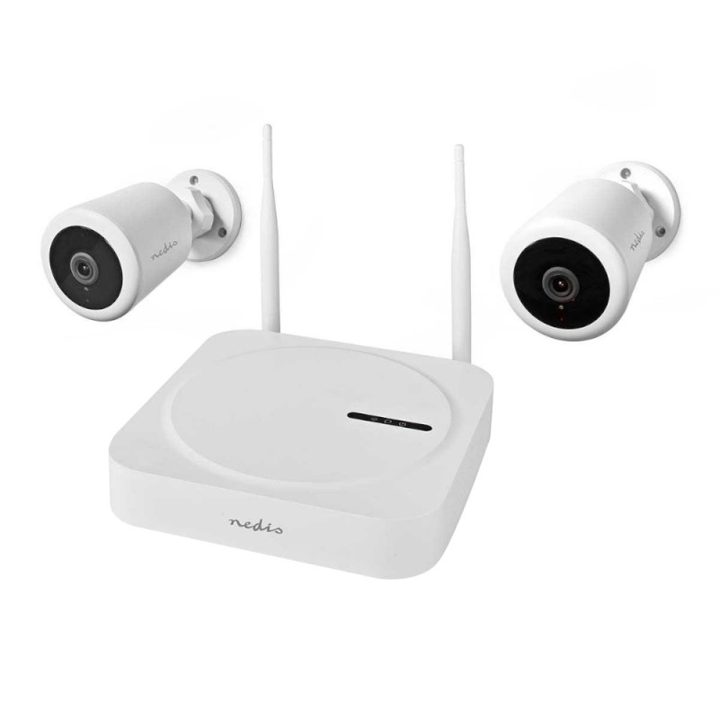 Sistem de Supraveghere pentru Exterior cu 2 Camere, Mod Vedere Nocturna, Smart, WiFi, 1080p, IP65, Nedis