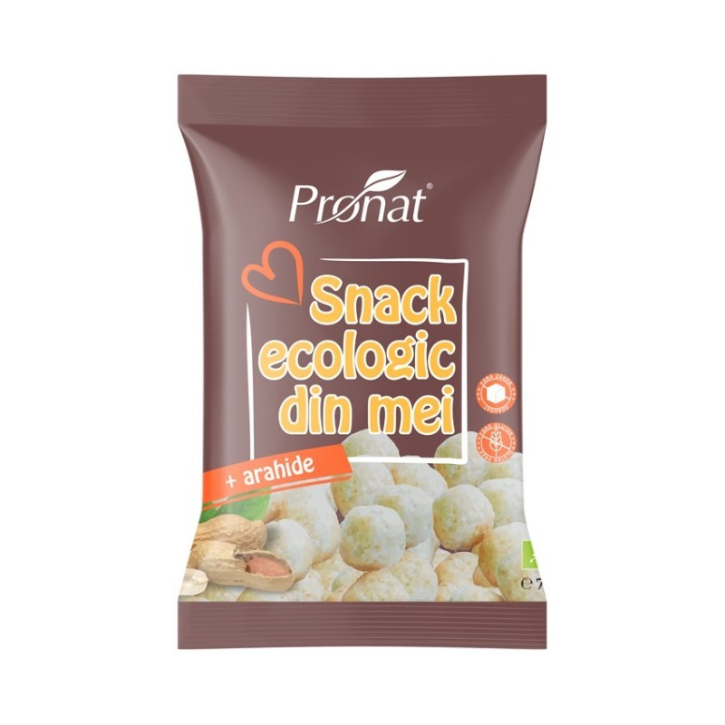 Snack din Mei cu Arahide, fara Gluten, Bio, 75 g, Pronat