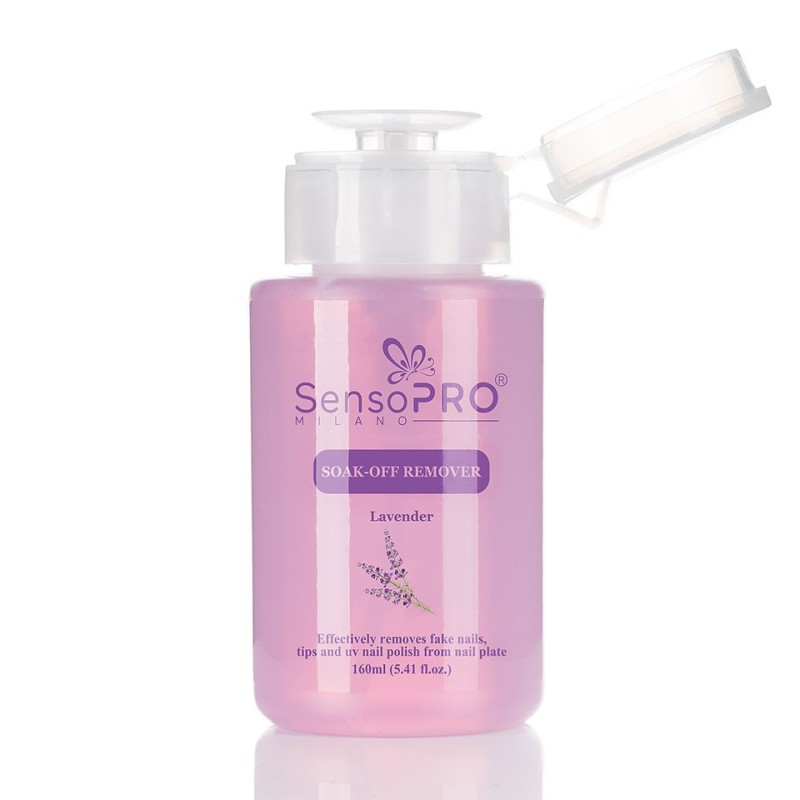 Soak Off Remover SensoPRO Milano Lavender, Indepartare Gel, Oja Semipermanenta, Tipsuri, 160 ml