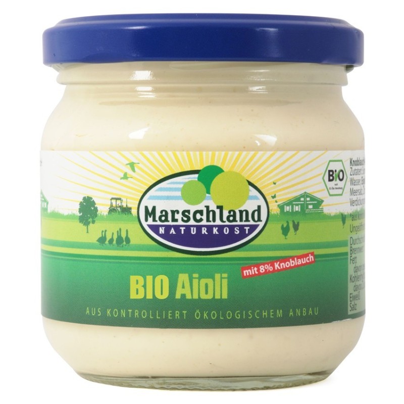 Sos BIO Aioli cu 8% Usturoi, 180 g, Marschland Naturkost