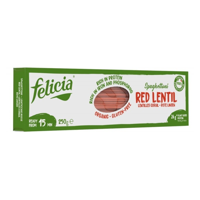 Spaghete Bio din Linte Rosie, 250 g, Felicia