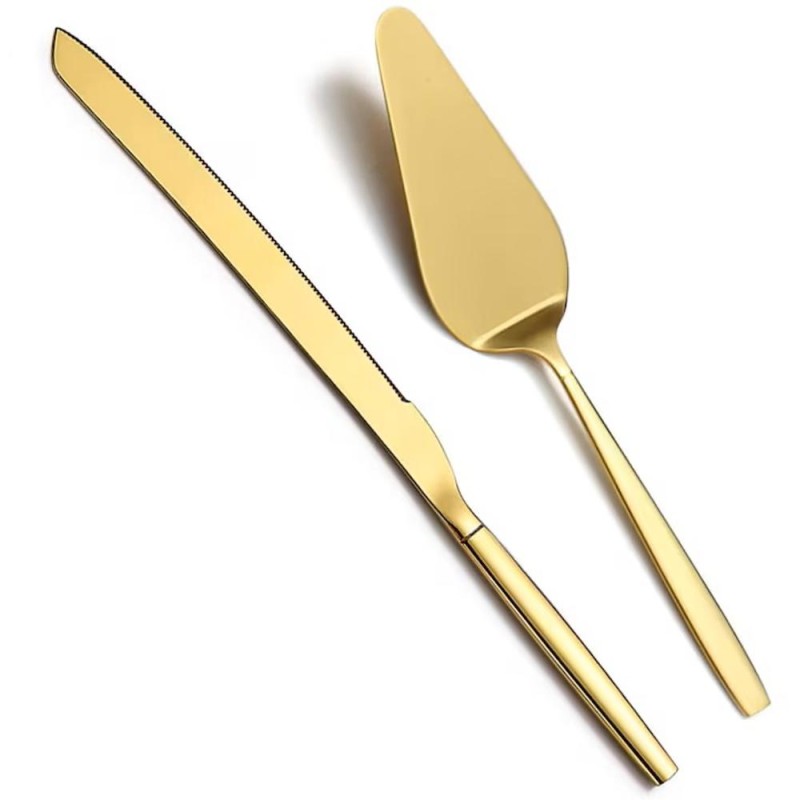 Spatula si Cutit pentru Prajituri Berglander, 18/0 Inox, Auriu