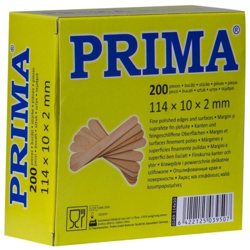 Spatule de Lemn Prima, Dimensiune 114 x 10 x 2 mm, 200 Bucati/Set