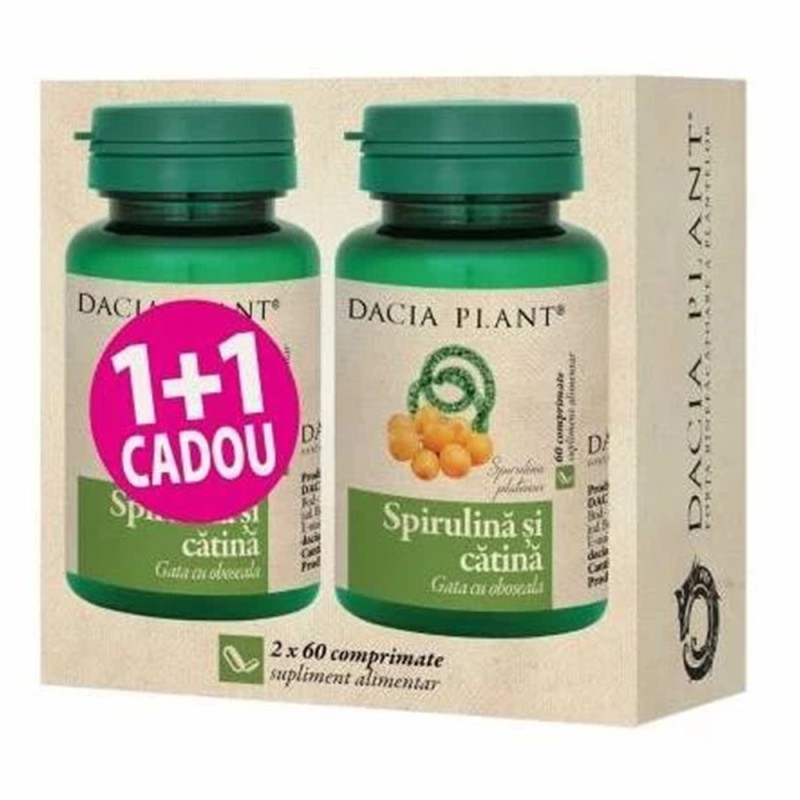 Spirulina si Catina, 60 Comprimate 1+1 Cadou, Dacia Plant