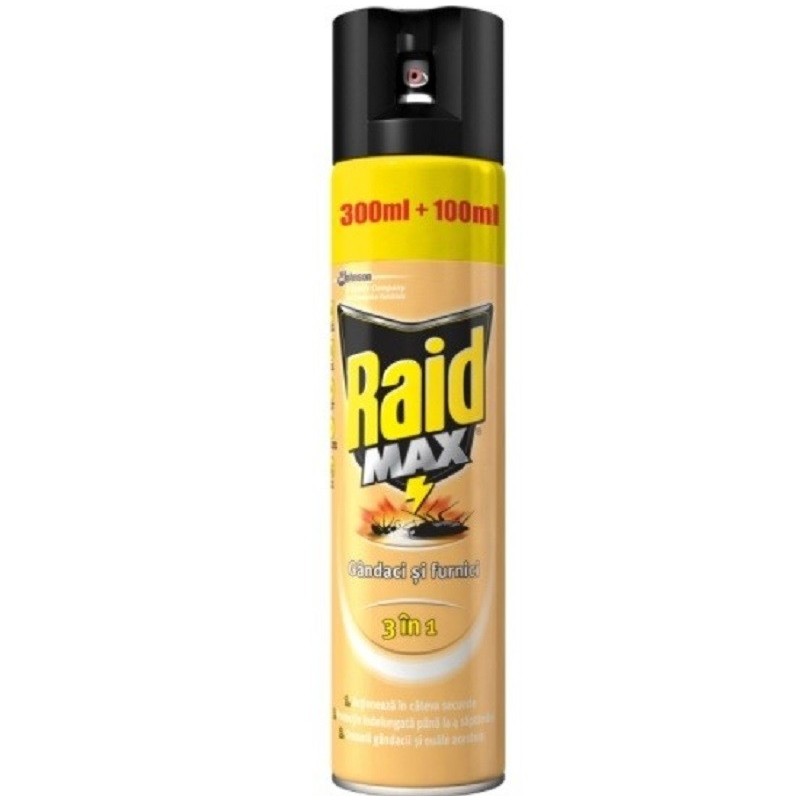 Spray Anti-Insecte Raid Max 3 in 1 Gandaci si Furnici, 300 ml