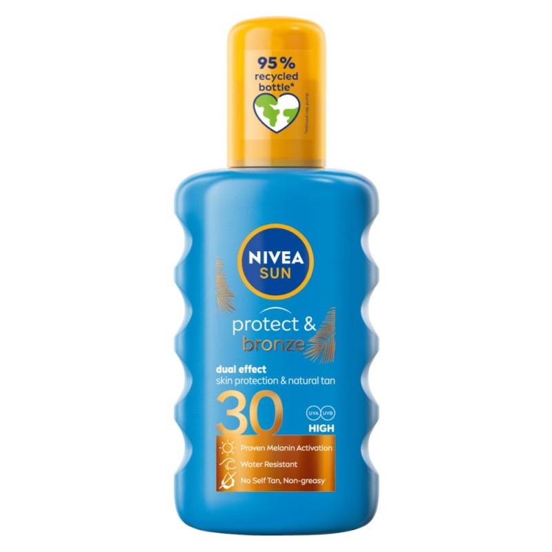 Spray cu Protectie Solara si Bronzare Nivea Sun Protect & Bronze, SPF 30, 200 ml