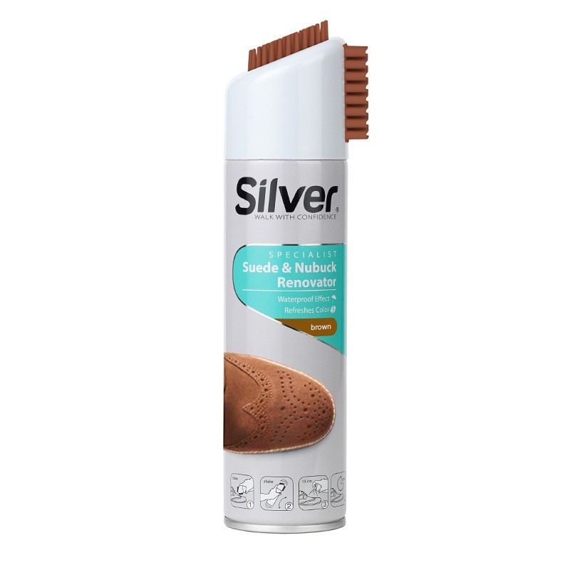 Spray Restaurare Piele Nubuc / Caprioara, Silver, Maro, 250 ml