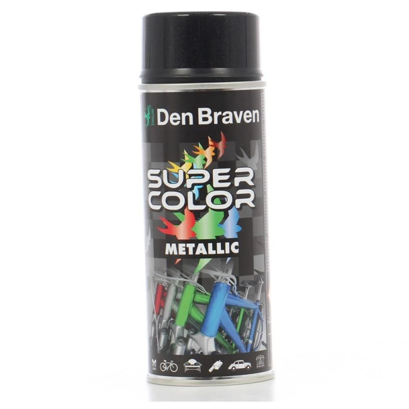 Spray Super Colors, Metallic Negru, Den Braven, 400 ml