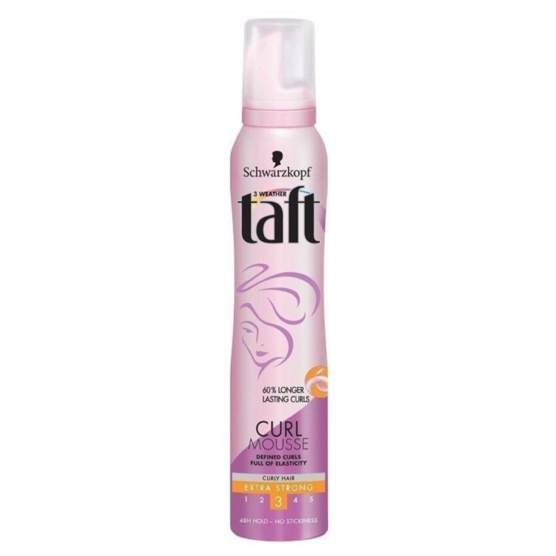 Spuma Modelatoare Taft Curl, pentru Par Cret sau cu Bucle, Nivel Fixare 3, Formula Vegana, 200 ml
