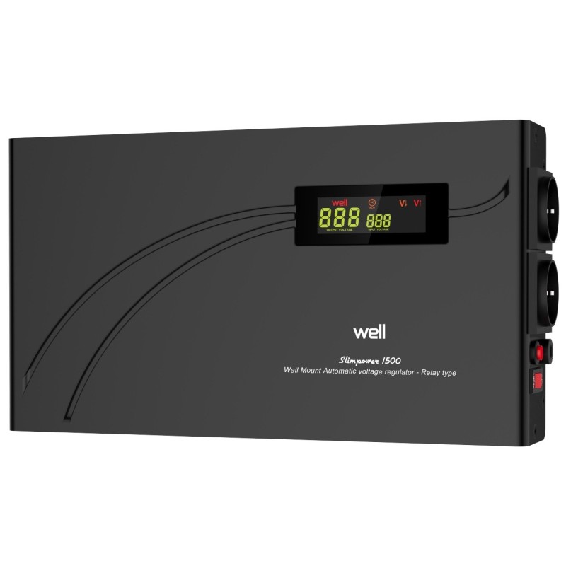 Stabilizator Automat de Tensiune cu Releu 1500VA / 900W, Orizontal, Well
