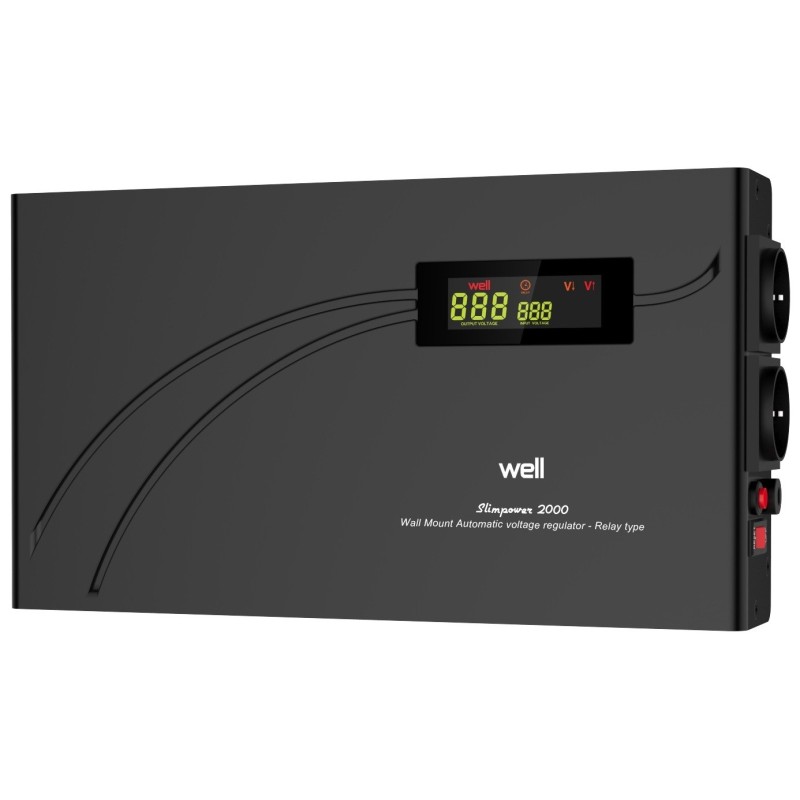 Stabilizator Automat de Tensiune cu Releu 2000VA / 1200W, Orizontal, Well