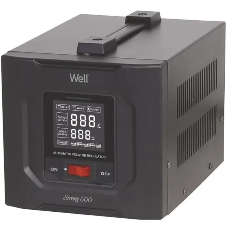 Stabilizator Automat de Tensiune cu Servo Motor 500VA/300W Well Strong, Negru