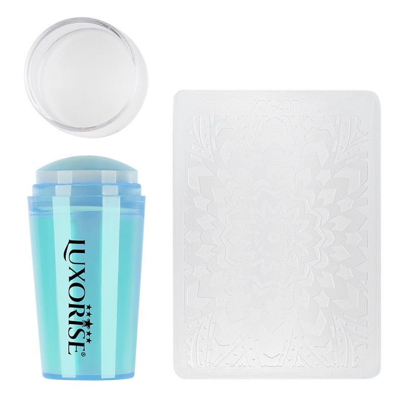 Stampila Unghii Silicon Cu Racleta, Clear Blue Luxorise