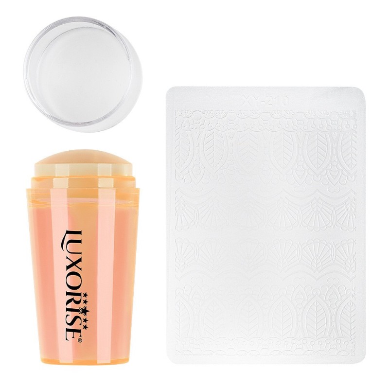 Stampila Unghii Silicon Cu Racleta, Clear Orange Luxorise