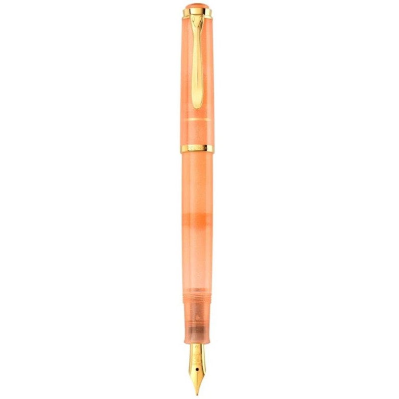 Stilou Classic M200 Editie Speciala Apricot Achat, Penita Otel Inoxidabil, Accesorii Placate Aur 24K, Calimara Cerneala 50 ml