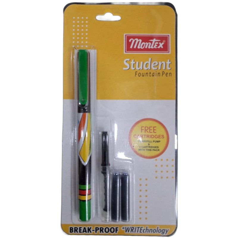 Stilou cu Doua Cartuse si Convertor Cerneala Student Montex, Blister