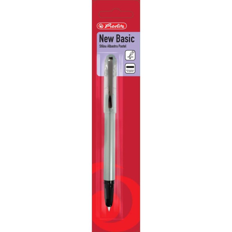 Stilou New Basic Albastru Pastel, Penita M, Patron Cerneala Inclus, Blister