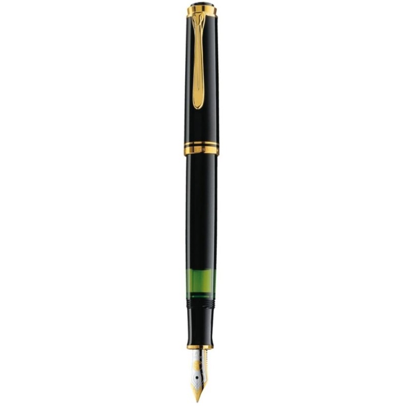 Stilou Souveran M400 M, Penita Aur 14K, Accesorii Placate cu Aur, Corp Negru