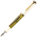 Stilou Souveran M400 Tortoiseshell, Penita Aur 14K, Accesorii Placate Aur, Corp Alb-Verde