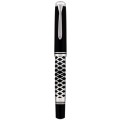 Stilou Souveran M805 F, Editie Speciala, Penita Aur 18K Placata cu Rodiu, Design Laser Geometric Tactil, Negru-Argintiu