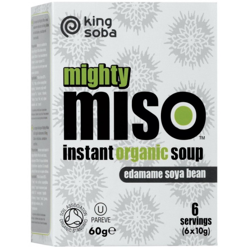 Supa Instant Miso BIO, fara Gluten, cu Boabe de Soia Edamame, 60 g, King Soba