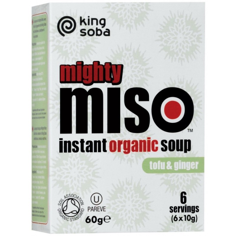 Supa Instant Miso BIO, fara Gluten, cu Tofu si Ghimbir, 60 g, King Soba