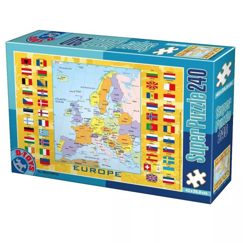 Super Puzzle 240 Piese, Harta Europei, D-toys