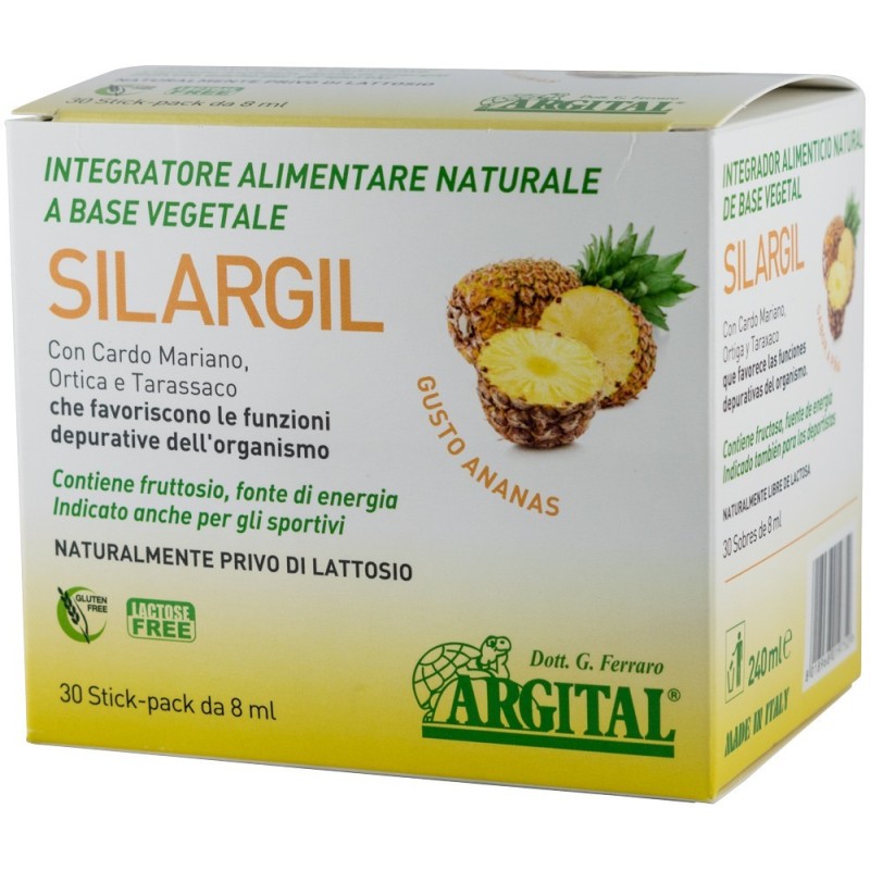 Supliment Alimentar Vegetal cu Argila Verde si Armurariu Silargil - Aroma de Ananas, 30 Plicuri x 2 g, Argital