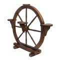 Suport din Lemn pentru Flori, Capacitate 4, Model Roata Maro, 104 x 83 cm