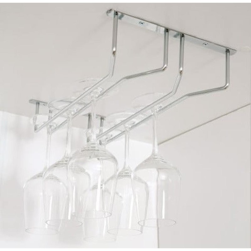 Suport Suspendat pentru Pahare, 2 Randuri, 340x205x70 mm, Finisaj Crom Lucios