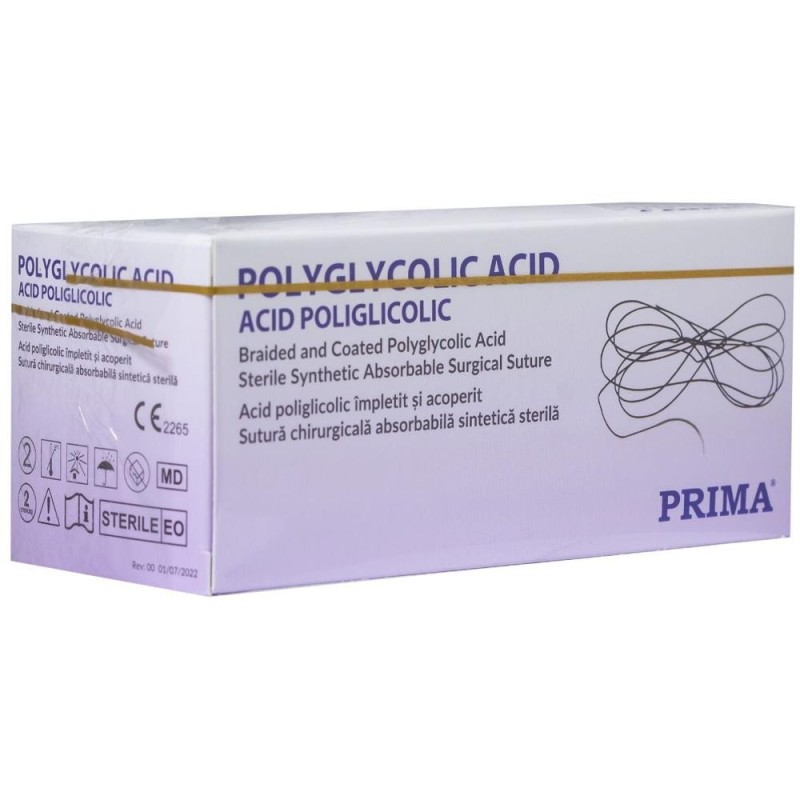 Sutura Resorbabila Acid Poliglicolic, USP 2, 150 cm, Fara Ac, pentru Proceduri Generale, Prima