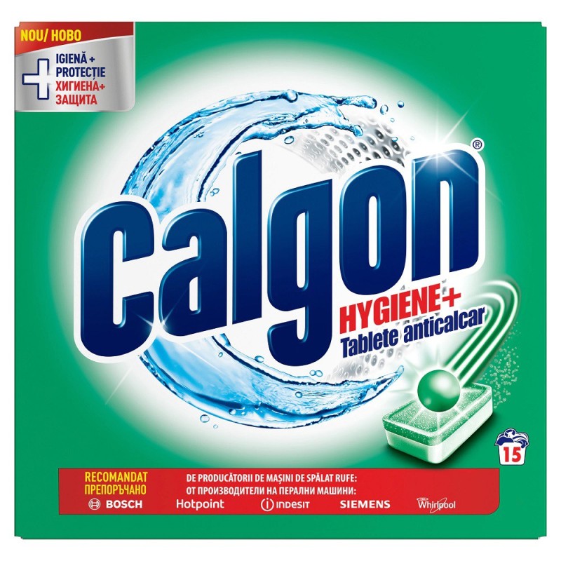 Tablete Anticalcar pentru Masina de Spalat Calgon Hygiene+, 15 Buc