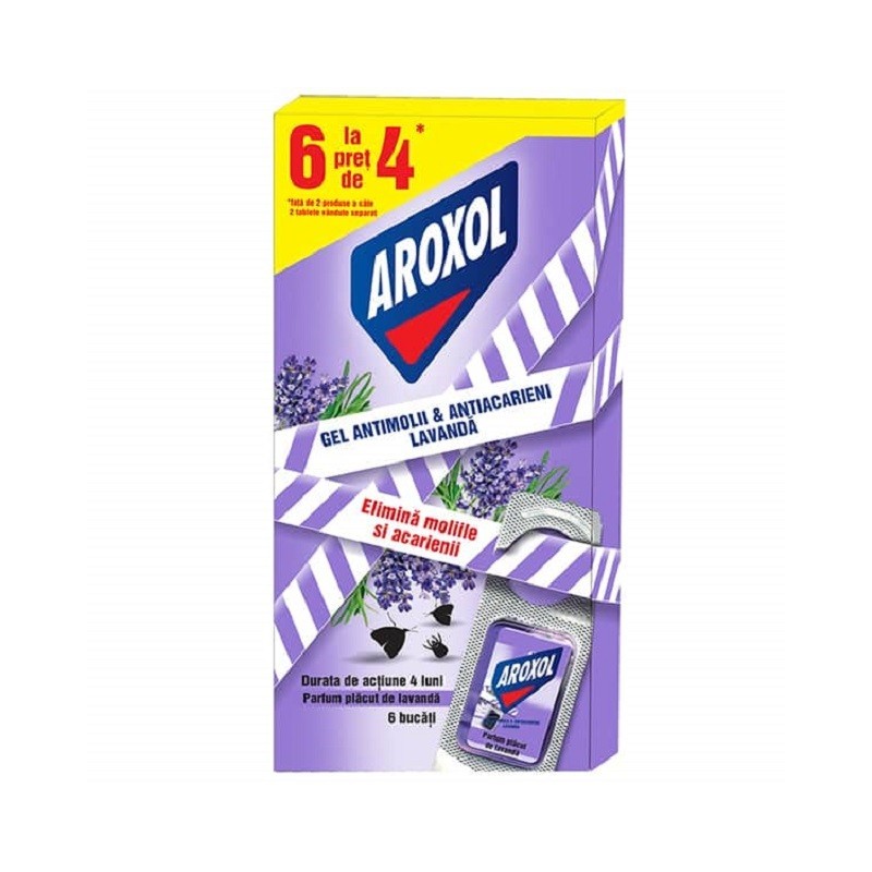 Tablete Gel Antimolii Aroxol Lavanda Molii si Acarieni, 6 Bucati