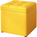 Taburet cu Spatiu de Depozitare, 30 x 30 x 35 cm, Galben, MDF, PU si Burete, Smart Heater