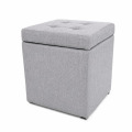 Taburet cu Spatiu de Depozitare, 30 x 30 x 35 cm, Gri, Material Textil si Burete, Smart Heater