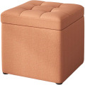 Taburet cu Spatiu de Depozitare, 30 x 30 x 35 cm, Portocaliu, Material Textil si Burete, Smart Heater