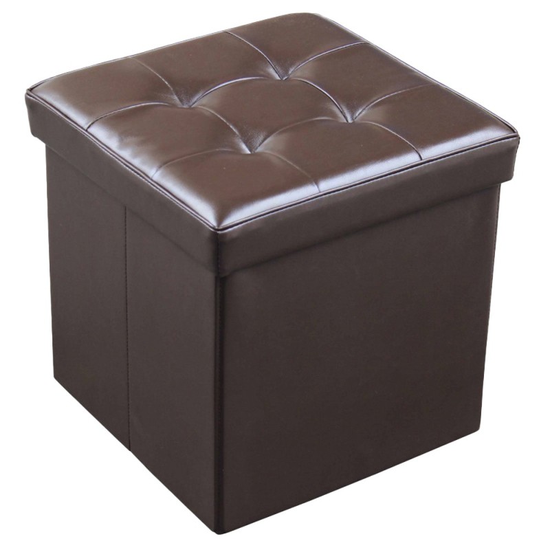 Taburet Pliabil cu Spatiu de Depozitare, Maro, 38x38x38 cm, Blueberg TB58