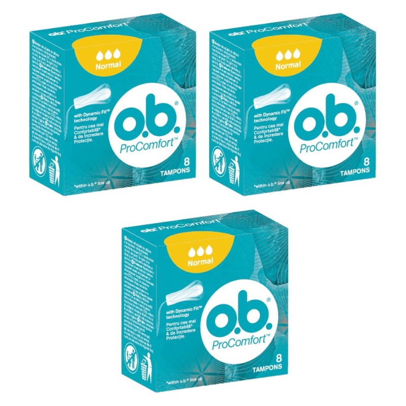 Tampoane OB Procomfort Normal, 8 Bucati / Cutie, 3 Cutii