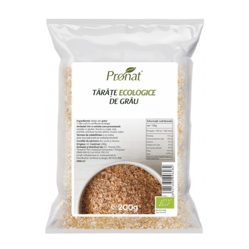 Tarate Bio de Grau Alimentar, Pronat, 200 g