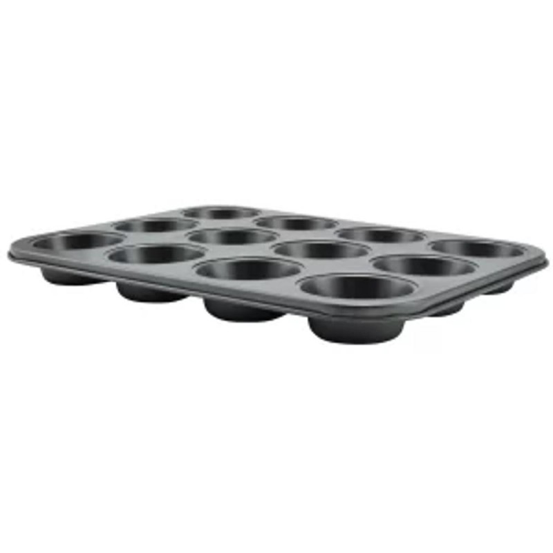 Tava Copt pentru Briose, cu Invelis Antiaderent, Capacitate 12 Bucati, Neagra, Perfect Home