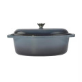 Tava de Copt Ovala, Fonta Emailata, 7.5 l, 36 cm, Albastru, Perfect Home