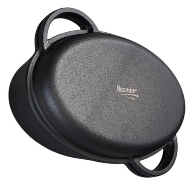 Tava din Fonta pentru Rata, cu Capac si Maner, 38 x 26 x 12 cm, Neagra, Newalor