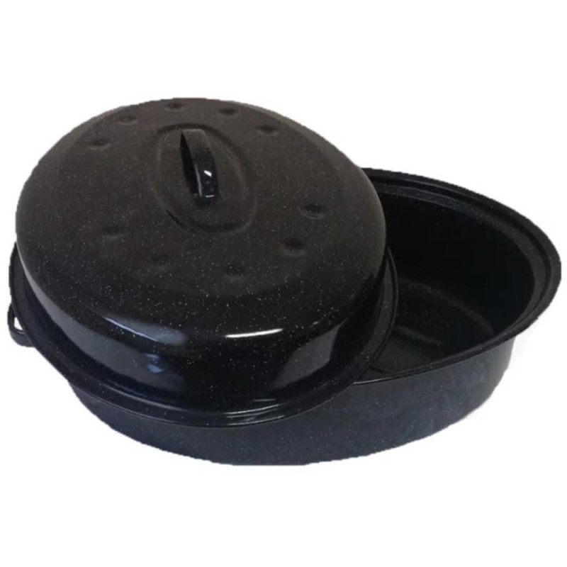 Tava Eliptica Emailata cu Capac,  33 x 23 cm, Emailul Medias