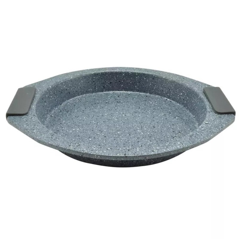 Tava Rotunda Antiaderenta din Otel cu Maner Silicon, 26.6 cm, Gri, Perfect Home