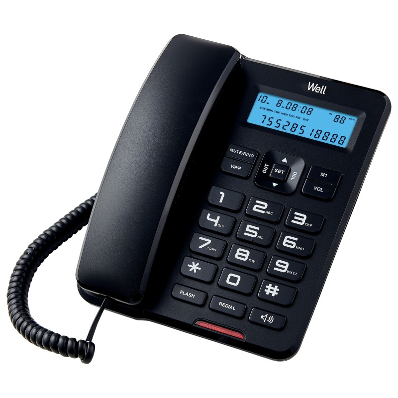 Telefon cu Fir de Masa cu Afisaj Negru CD001 Well