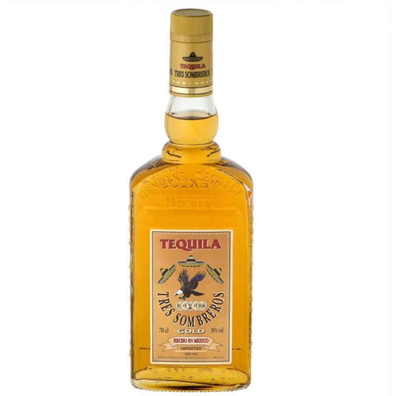 Tequila Tres Sombreros, Gold, Alcool 38%, 0.7 l