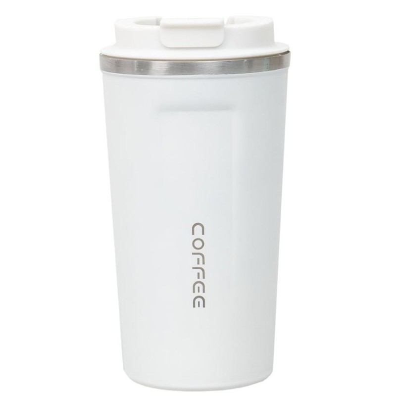 Termos cu Interior din Inox, Capacitate 380 ml, Indicator Temperatura, Alb