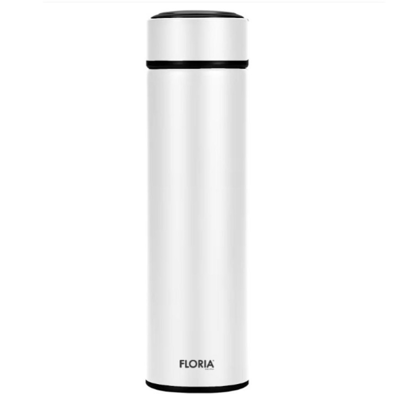 Termos Digital, Capacitate 500 ml, Interior Inox, Alb, Floria