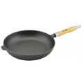 Tigaie din Fonta, 26 cm, cu Maner din Lemn, Perfect Home